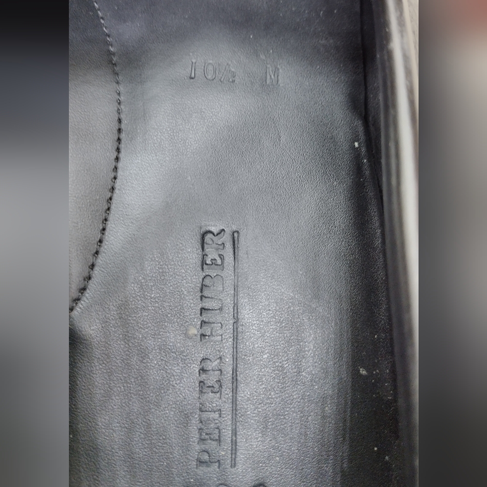 Peter Huber Leather Loafer Mens 10.5 Black Causal Comfy Retro 90s Y2K - Picture 9 of 12